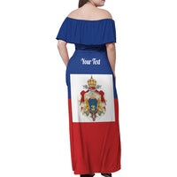 Personalised Second Empire of Haiti 1849-1859 Family Matching Off Shoulder Maxi Dress and Hawaiian Shirt Anpi an Ayiti Flag Style