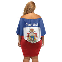 Personalised Second Empire of Haiti 1849-1859 Family Matching Off Shoulder Short Dress and Hawaiian Shirt Anpi an Ayiti Flag Style