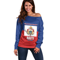 Personalised Second Empire of Haiti 1849-1859 Off Shoulder Sweater Anpi an Ayiti Flag Style