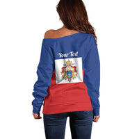 Personalised Second Empire of Haiti 1849-1859 Off Shoulder Sweater Anpi an Ayiti Flag Style