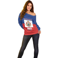 Personalised Second Empire of Haiti 1849-1859 Off Shoulder Sweater Anpi an Ayiti Flag Style