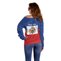 Personalised Second Empire of Haiti 1849-1859 Off Shoulder Sweater Anpi an Ayiti Flag Style