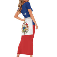 Personalised Second Empire of Haiti 1849-1859 Short Sleeve Bodycon Dress Anpi an Ayiti Flag Style