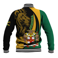Jamaica Baseball Jacket Jumieka Coat Of Arms Lion Mix African Pattern - Wonder Print Shop