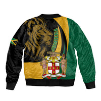Jamaica Bomber Jacket Jumieka Coat Of Arms Lion Mix African Pattern - Wonder Print Shop