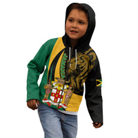 Jamaica Kid Hoodie Jumieka Coat Of Arms Lion Mix African Pattern - Wonder Print Shop