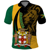 Jamaica Polo Shirt Jumieka Coat Of Arms Lion Mix African Pattern - Wonder Print Shop