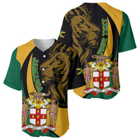 Personalised Jamaica Baseball Jersey Jumieka Coat Of Arms Lion Mix African Pattern - Wonder Print Shop