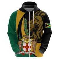 Personalised Jamaica Hoodie Jumieka Coat Of Arms Lion Mix African Pattern - Wonder Print Shop
