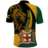 Personalised Jamaica Polo Shirt Jumieka Coat Of Arms Lion Mix African Pattern - Wonder Print Shop
