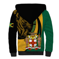 Personalised Jamaica Sherpa Hoodie Jumieka Coat Of Arms Lion Mix African Pattern - Wonder Print Shop