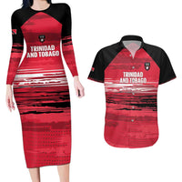 Custom Trinidad and Tobago Football Couples Matching Long Sleeve Bodycon Dress and Hawaiian Shirt 2025 Grunge Version - Wonder Print Shop