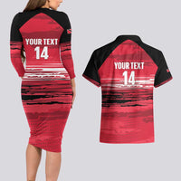 Custom Trinidad and Tobago Football Couples Matching Long Sleeve Bodycon Dress and Hawaiian Shirt 2025 Grunge Version - Wonder Print Shop