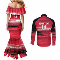 Custom Trinidad and Tobago Football Couples Matching Mermaid Dress and Long Sleeve Button Shirt 2025 Grunge Version - Wonder Print Shop