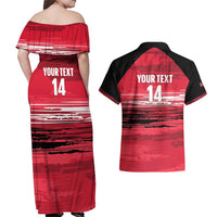 Custom Trinidad and Tobago Football Couples Matching Off Shoulder Maxi Dress and Hawaiian Shirt 2025 Grunge Version - Wonder Print Shop