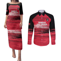 Custom Trinidad and Tobago Football Couples Matching Puletasi and Long Sleeve Button Shirt 2025 Grunge Version - Wonder Print Shop