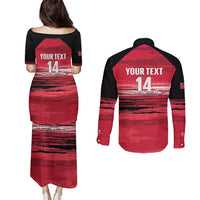 Custom Trinidad and Tobago Football Couples Matching Puletasi and Long Sleeve Button Shirt 2025 Grunge Version - Wonder Print Shop