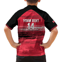 Custom Trinidad and Tobago Football Family Matching Off The Shoulder Long Sleeve Dress and Hawaiian Shirt 2025 Grunge Version - Wonder Print Shop