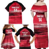 Custom Trinidad and Tobago Football Family Matching Off Shoulder Maxi Dress and Hawaiian Shirt 2025 Grunge Version - Wonder Print Shop