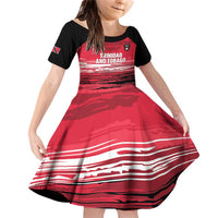 Custom Trinidad and Tobago Football Family Matching Off Shoulder Short Dress and Hawaiian Shirt 2025 Grunge Version - Wonder Print Shop