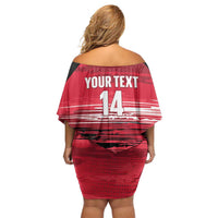 Custom Trinidad and Tobago Football Family Matching Off Shoulder Short Dress and Hawaiian Shirt 2025 Grunge Version - Wonder Print Shop