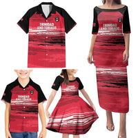 Custom Trinidad and Tobago Football Family Matching Puletasi and Hawaiian Shirt 2025 Grunge Version - Wonder Print Shop