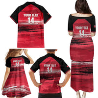 Custom Trinidad and Tobago Football Family Matching Puletasi and Hawaiian Shirt 2025 Grunge Version - Wonder Print Shop