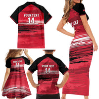 Custom Trinidad and Tobago Football Family Matching Short Sleeve Bodycon Dress and Hawaiian Shirt 2025 Grunge Version - Wonder Print Shop