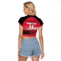 Custom Trinidad and Tobago Football Raglan Cropped T Shirt 2025 Grunge Version - Wonder Print Shop