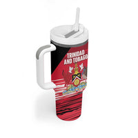 Custom Trinidad and Tobago Football Tumbler With Handle 2025 Grunge Version - Wonder Print Shop