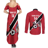 Custom Trinidad and Tobago Football Couples Matching Summer Maxi Dress and Long Sleeve Button Shirt Come On Soca Warriors - Wonder Print Shop