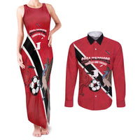 Custom Trinidad and Tobago Football Couples Matching Tank Maxi Dress and Long Sleeve Button Shirt Come On Soca Warriors - Wonder Print Shop