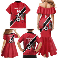 Custom Trinidad and Tobago Football Family Matching Mermaid Dress and Hawaiian Shirt Come On Soca Warriors - Wonder Print Shop