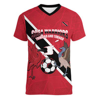 Custom Trinidad and Tobago Football Women V-Neck T-Shirt Come On Soca Warriors - Wonder Print Shop