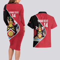 Custom Trinidad and Tobago Football Couples Matching Long Sleeve Bodycon Dress and Hawaiian Shirt 2025 Go Champions - Wonder Print Shop