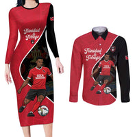 Custom Trinidad and Tobago Football Couples Matching Long Sleeve Bodycon Dress and Long Sleeve Button Shirt 2025 Go Champions - Wonder Print Shop