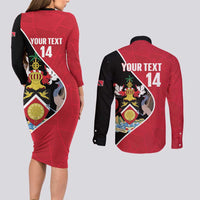 Custom Trinidad and Tobago Football Couples Matching Long Sleeve Bodycon Dress and Long Sleeve Button Shirt 2025 Go Champions - Wonder Print Shop