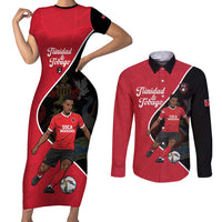 Custom Trinidad and Tobago Football Couples Matching Short Sleeve Bodycon Dress and Long Sleeve Button Shirt 2025 Go Champions - Wonder Print Shop