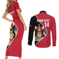 Custom Trinidad and Tobago Football Couples Matching Short Sleeve Bodycon Dress and Long Sleeve Button Shirt 2025 Go Champions - Wonder Print Shop