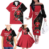 Custom Trinidad and Tobago Football Family Matching Off The Shoulder Long Sleeve Dress and Hawaiian Shirt 2025 Go Champions - Wonder Print Shop