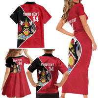 Custom Trinidad and Tobago Football Family Matching Short Sleeve Bodycon Dress and Hawaiian Shirt 2025 Go Champions - Wonder Print Shop