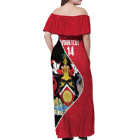 Custom Trinidad and Tobago Football Off Shoulder Maxi Dress 2025 Go Champions - Wonder Print Shop