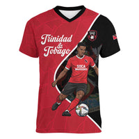 Custom Trinidad and Tobago Football Women V-Neck T-Shirt 2025 Go Champions - Wonder Print Shop
