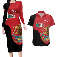 Custom Mexico Football Couples Matching Long Sleeve Bodycon Dress and Hawaiian Shirt Tu Puedes El Tricolor Red - Wonder Print Shop