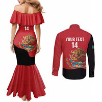 Custom Mexico Football Couples Matching Mermaid Dress and Long Sleeve Button Shirt Tu Puedes El Tricolor Red - Wonder Print Shop