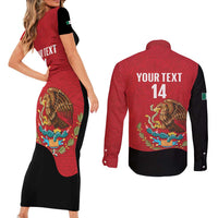Custom Mexico Football Couples Matching Short Sleeve Bodycon Dress and Long Sleeve Button Shirt Tu Puedes El Tricolor Red - Wonder Print Shop