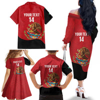 Custom Mexico Football Family Matching Off The Shoulder Long Sleeve Dress and Hawaiian Shirt Tu Puedes El Tricolor Red - Wonder Print Shop