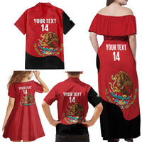 Custom Mexico Football Family Matching Off Shoulder Maxi Dress and Hawaiian Shirt Tu Puedes El Tricolor Red - Wonder Print Shop