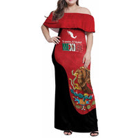 Custom Mexico Football Family Matching Off Shoulder Maxi Dress and Hawaiian Shirt Tu Puedes El Tricolor Red - Wonder Print Shop