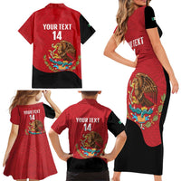 Custom Mexico Football Family Matching Short Sleeve Bodycon Dress and Hawaiian Shirt Tu Puedes El Tricolor Red - Wonder Print Shop